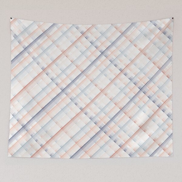 Item preview, Navy Blue and Coral Watercolor Checkered Striped designed and sold by ArtHanbal.