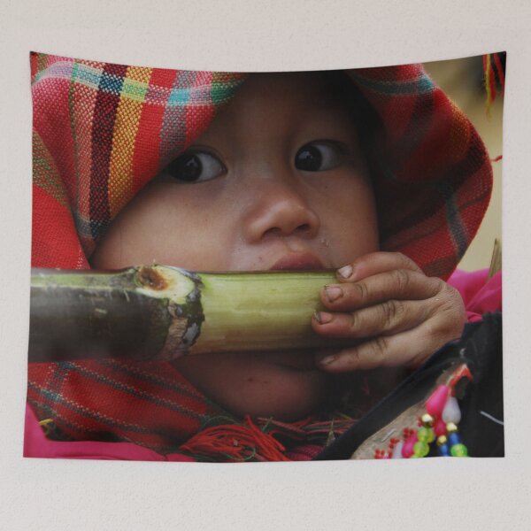 Item preview, Sweet Little Asian Child with Sugarcane Portrait designed and sold by worldways.