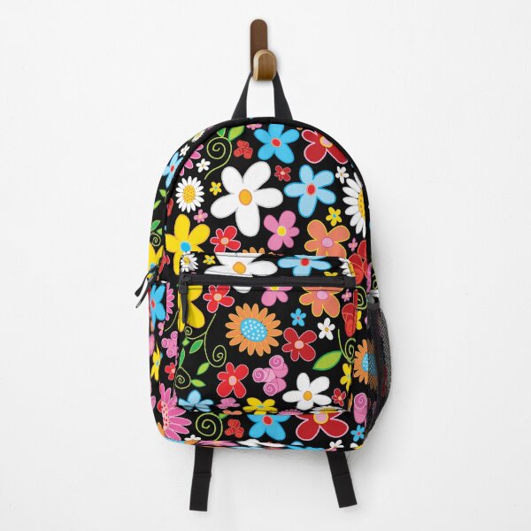 Whimsical Spring Flower Power Garden Square Backpack