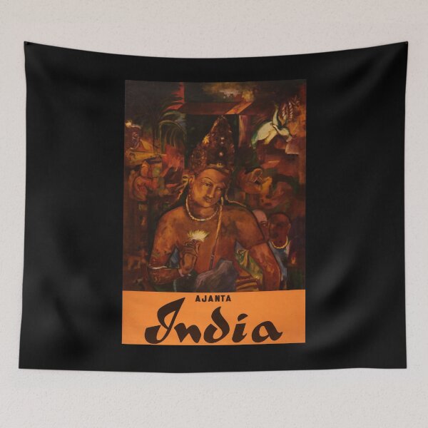 Item preview, India Ajanta vintage travel poster designed and sold by stickart-marek.