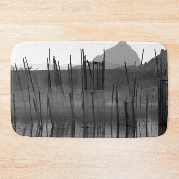 Item preview, Fishing Nets River Vietnam black and white photography designed and sold by worldways.