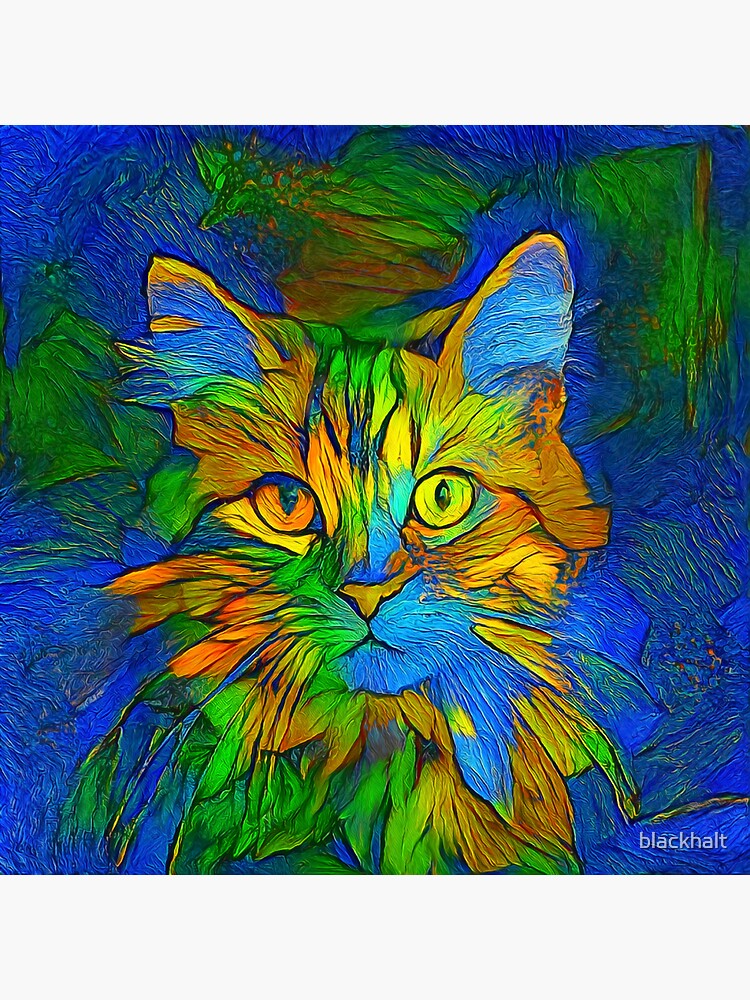 Thumbnail 3 of 3, Sticker, Abstractions of abstract abstraction of cat designed and sold by blackhalt.