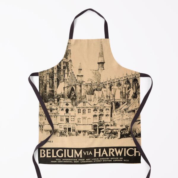 Item preview, Belgium via Harwich vintage travel poster designed and sold by stickart-marek.