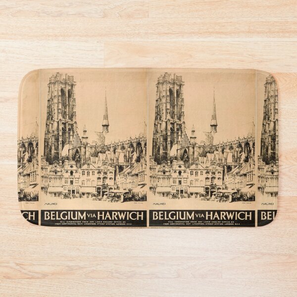 Item preview, Belgium via Harwich vintage travel poster designed and sold by stickart-marek.