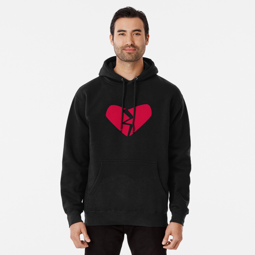 red broken heart hoodie
