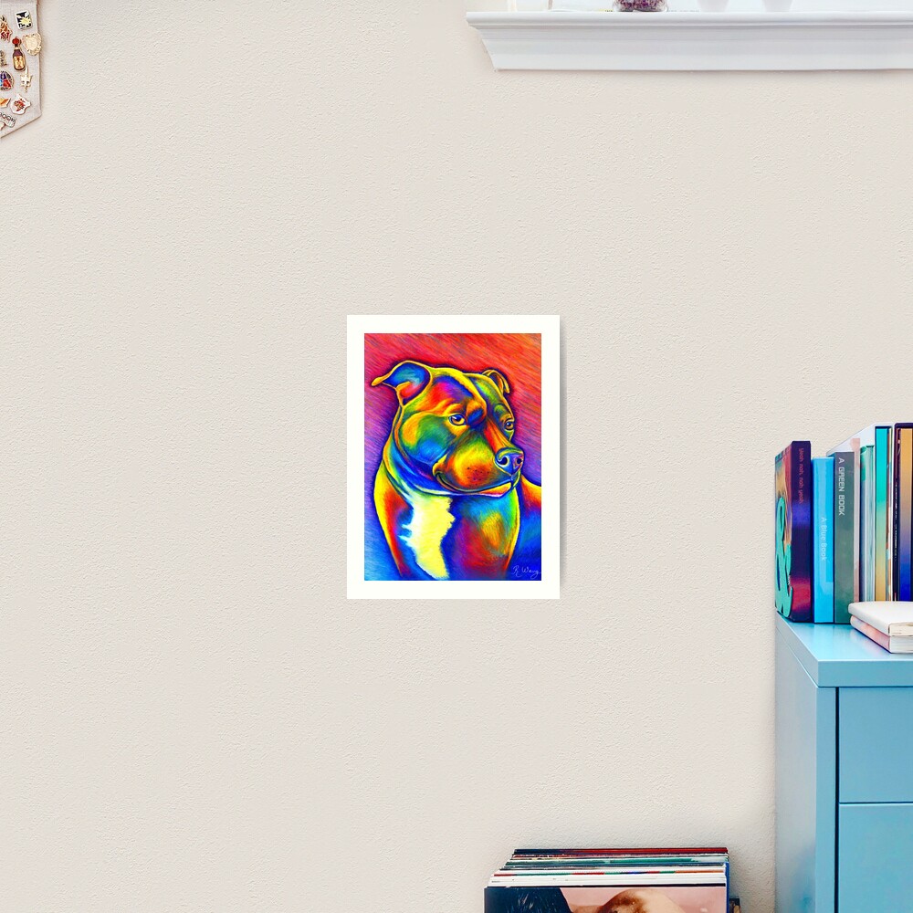 Psychedelic Rainbow Staffie Art Print