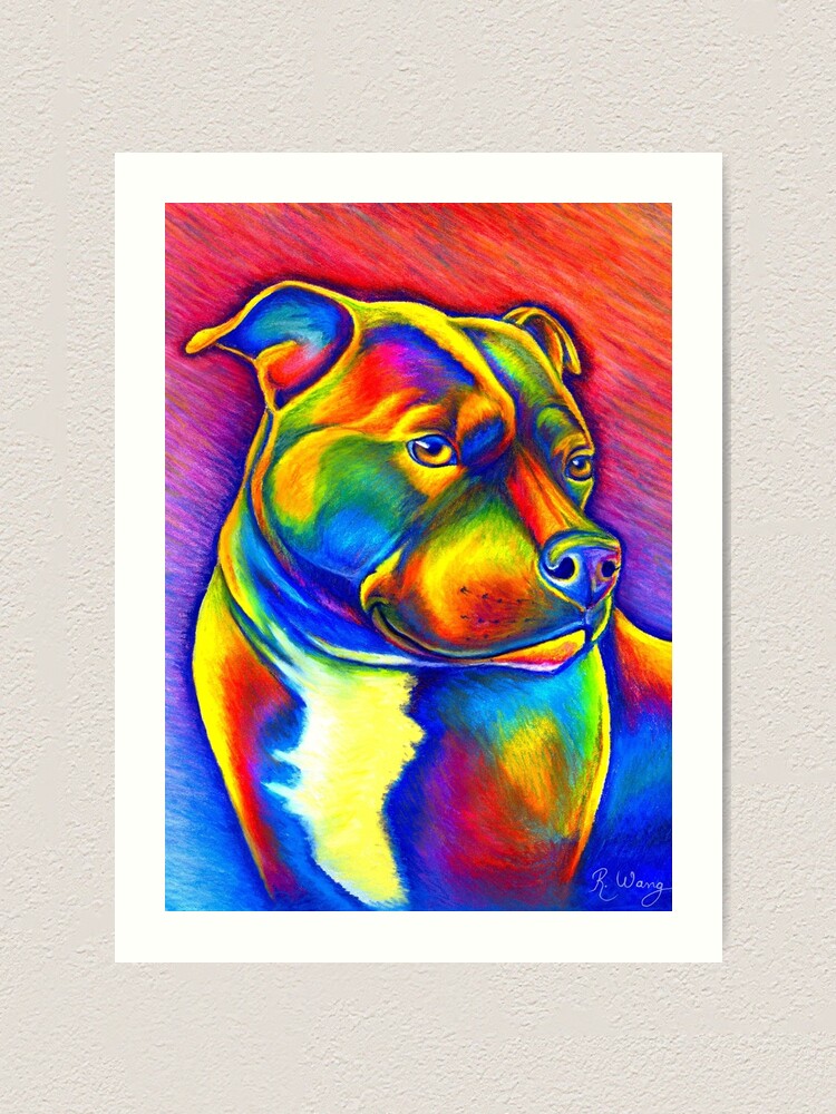 Alternate view of Psychedelic Rainbow Staffie Art Print