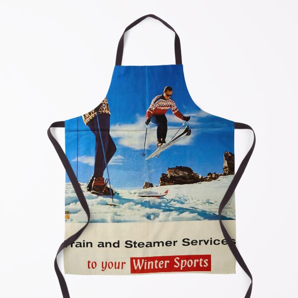 Artikelvorschau, Train and Steamer Service to your Winterpsort vintage travel poster entworfen und verkauft von stickart-marek.