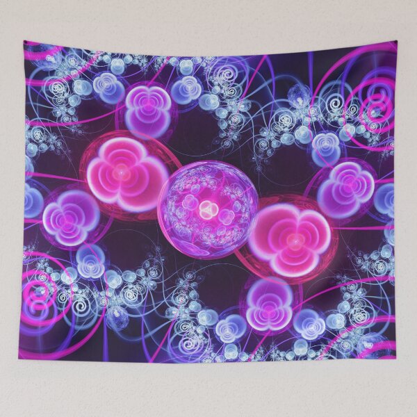 Item preview, Fractal Neon Cells and Strings of Cyan and Violet designed and sold by San Jaya Prime.