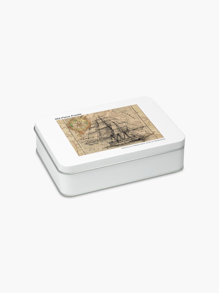 Alternate view of vintage pirate ship sailor antique world map Jigsaw Puzzle
