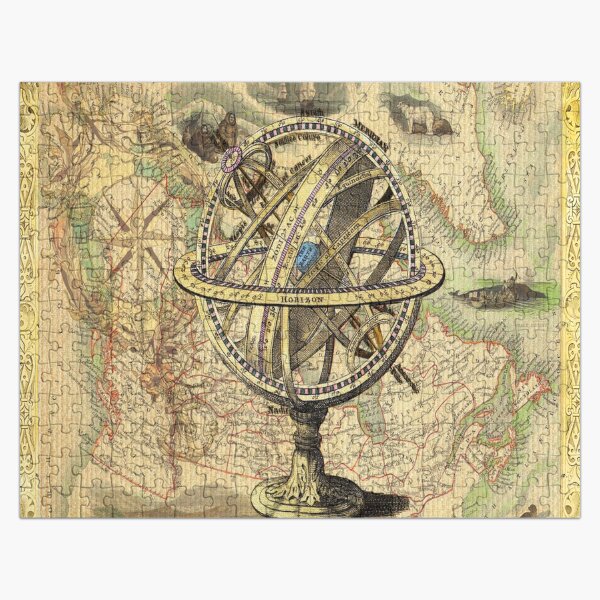 Item preview, Dark Academia steampunk geography globe antique vintage world map  designed and sold by LEILA ART SPACE.