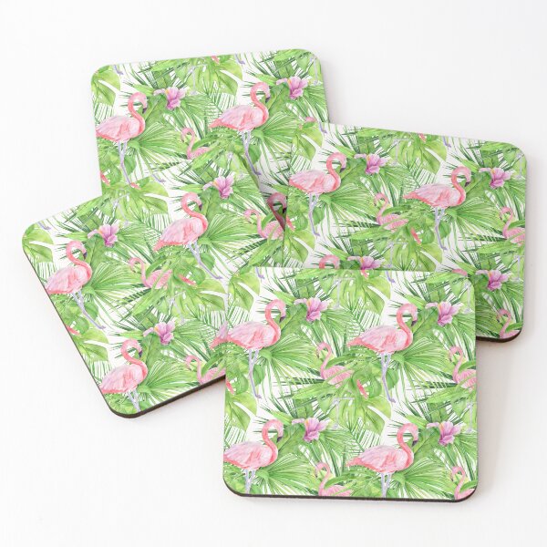Item preview, Flamingo- Tropical Leaves Palm Tree designed and sold by damelinen.