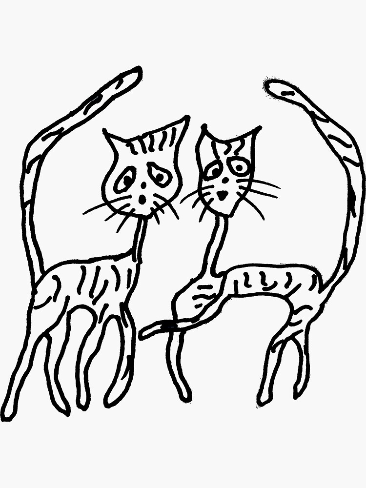 "Funny cat and dog cartoon Cartoon cat Kids art cat doodle crazy