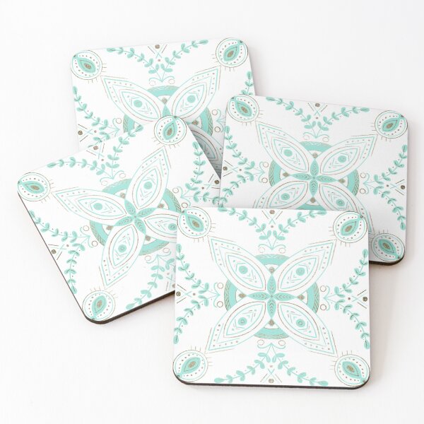 Item preview, Mint and gold ceramic tiles designed and sold by Home Cyn Home.