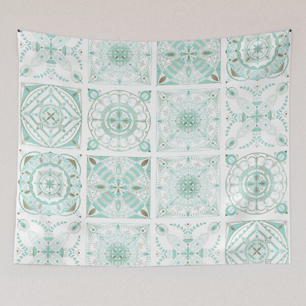 Item preview, Mint and gold ceramic tiles designed and sold by Home Cyn Home.