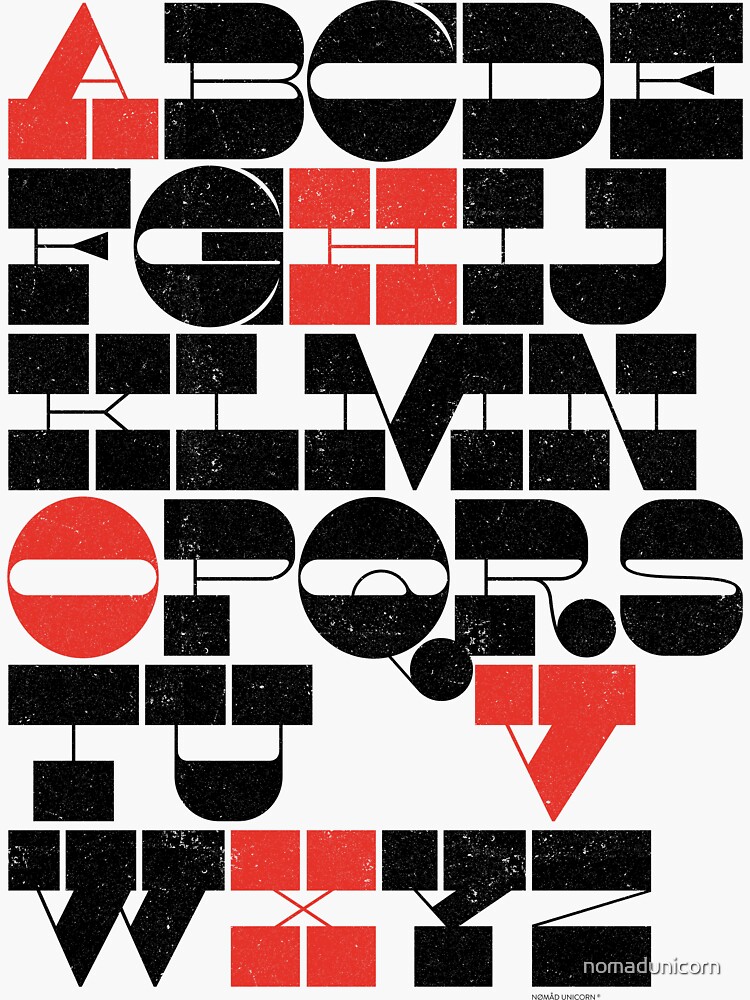 quot Display Type Alphabet quot Sticker for Sale by nomadunicorn Redbubble