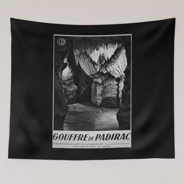 Item preview, Gouffre de Pardiac Noire vintage travel poster designed and sold by stickart-marek.