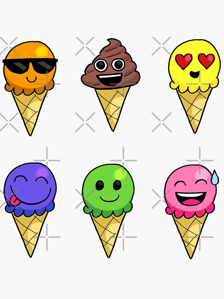 "Emoji Ice Cream Sticker Pack" Sticker for Sale by dogbone42 Redbubble