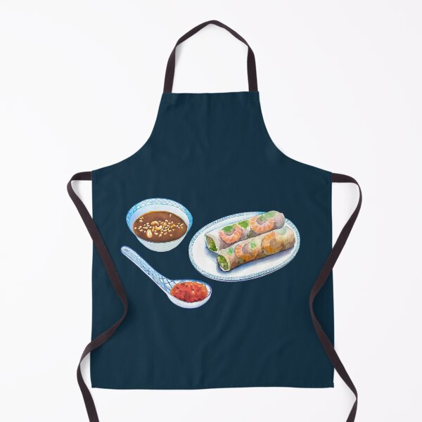 Vietnamese Fresh Shrimp Spring Roll with Peanut Dipping Sauce Apron