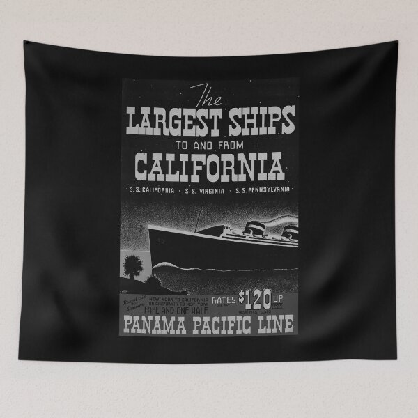 Item preview, Largest Ships to California Noire vintage travel poster designed and sold by stickart-marek.