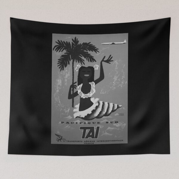Item preview, Pacifique Sud Noire vintage travel poster designed and sold by stickart-marek.