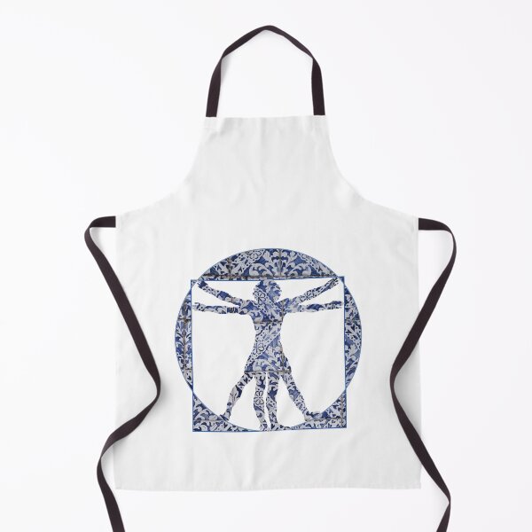 Item preview, The Vitruvian Man Meets Portuguese Tiles - Azulejo Blue and White designed and sold by idovedesign.