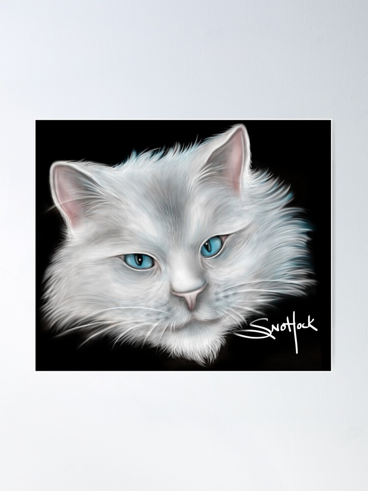 Alternate view of White Kitty Cat with Blue Eyes Poster