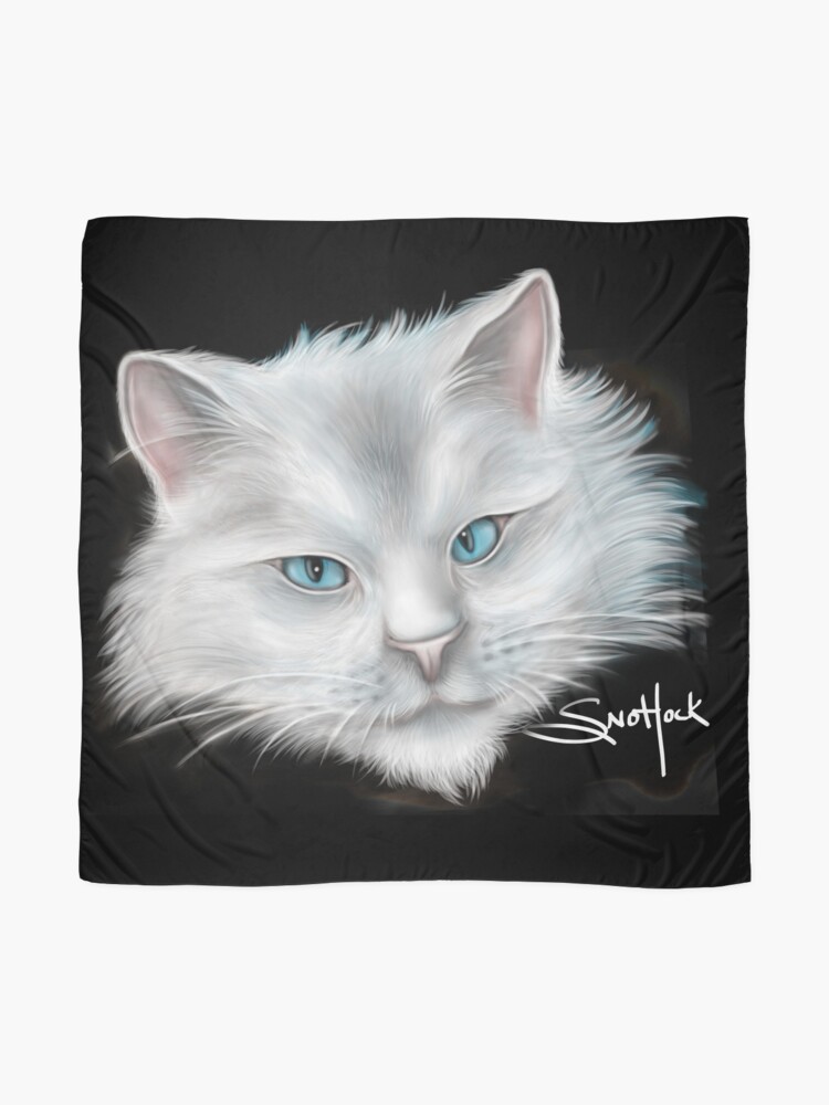 Alternate view of White Kitty Cat with Blue Eyes Scarf