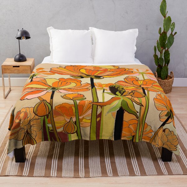 Item preview, 70s retro California Poppies - vintage, boho, orange, vintage designed and sold by chrissyink.