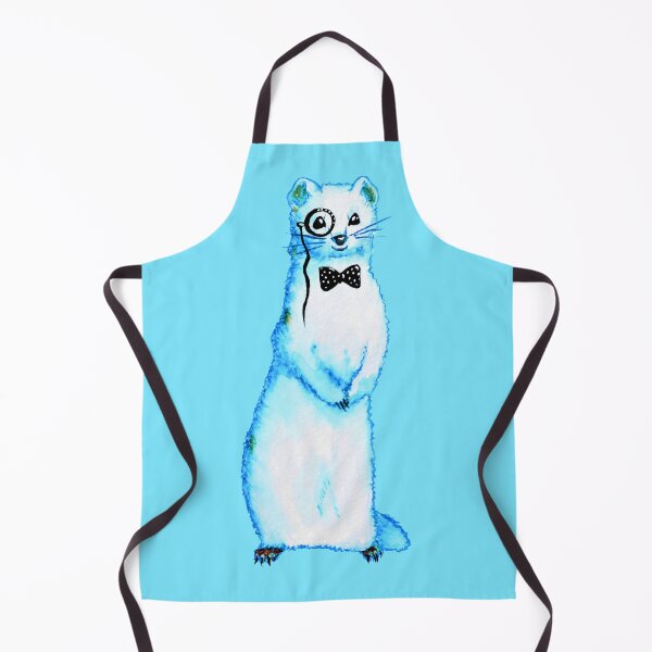 Artikelvorschau, Weiße Hermelin-niedliche Mustelid-Frettchen-Liebhaber-Kunst im Blau entworfen und verkauft von Boriana Giormova.
