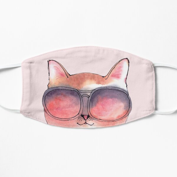 Cat wearing Rosy Glasses Flat Mask