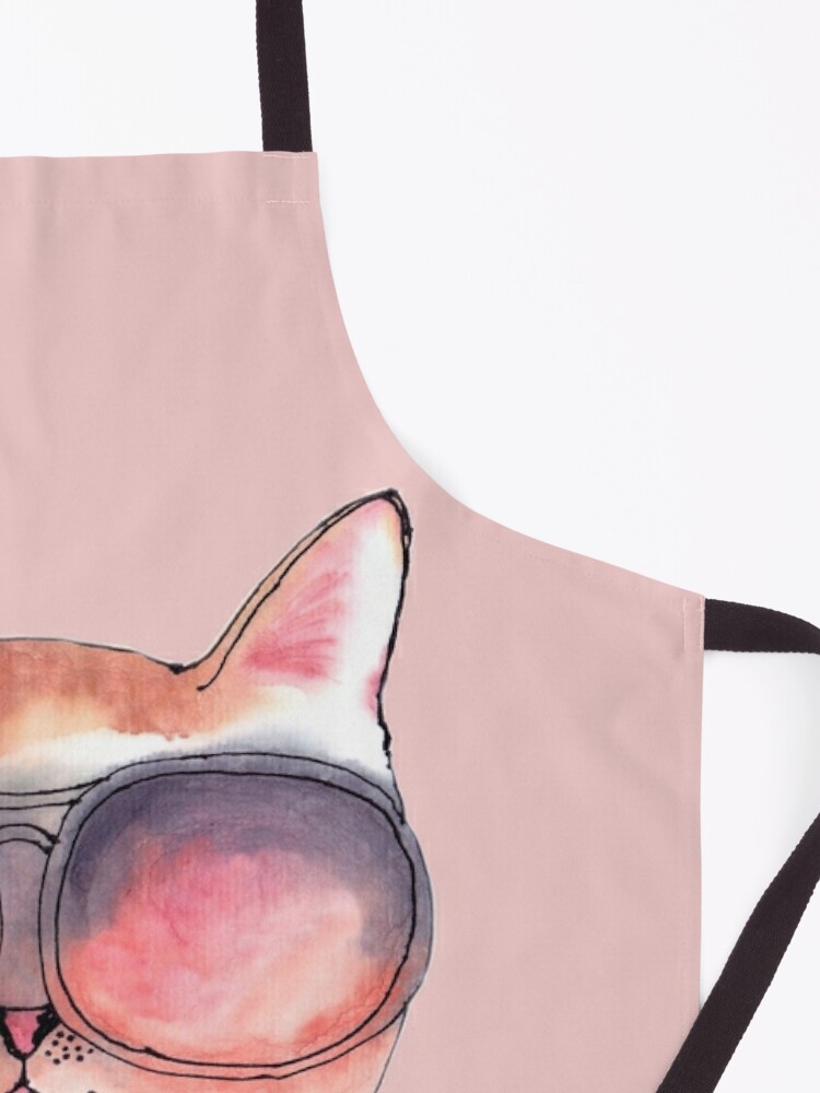 Alternate view of Cat wearing Rosy Glasses Apron