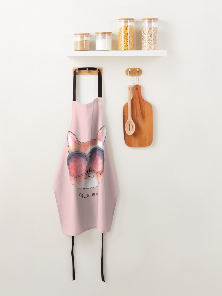Alternate view of Cat wearing Rosy Glasses Apron