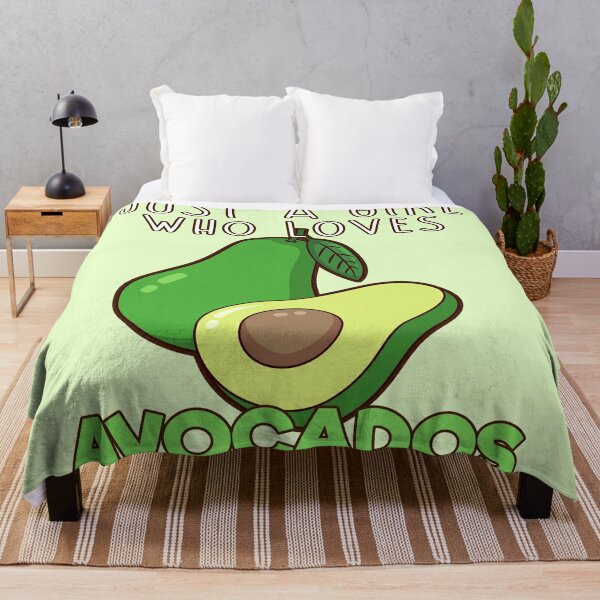 Avocado Yoga Soft Plush Throw Blanket 50" x 60" Darling Avocados blue green NWT 