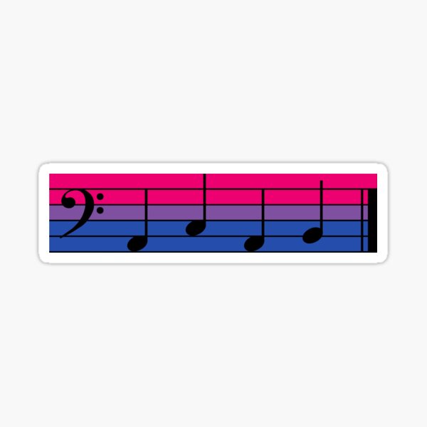 "Bi Pride Flag bass clef ACAB in musical notation" Sticker for Sale by erikawkaw Redbubble