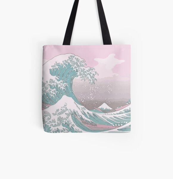 Pastel The Great Wave off Kanagawa All Over Print Tote Bag
