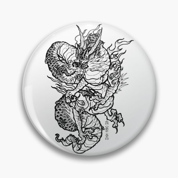 Item preview, Japanese dragon, black and white just lines designed and sold by JoaoOtreze.