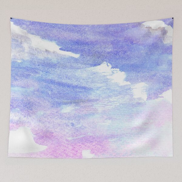 Item preview, Watercolor clouds in sky with sunset designed and sold by wunderfamily.