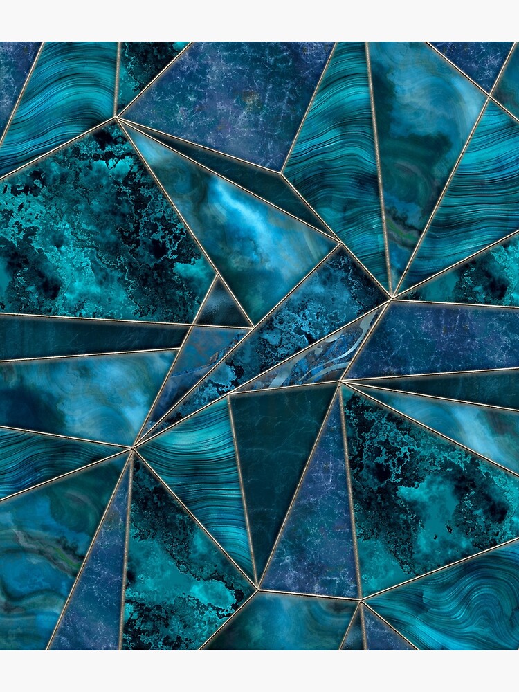 Stained Glass Style Gemstone Marble Blue Green by artsandsoul