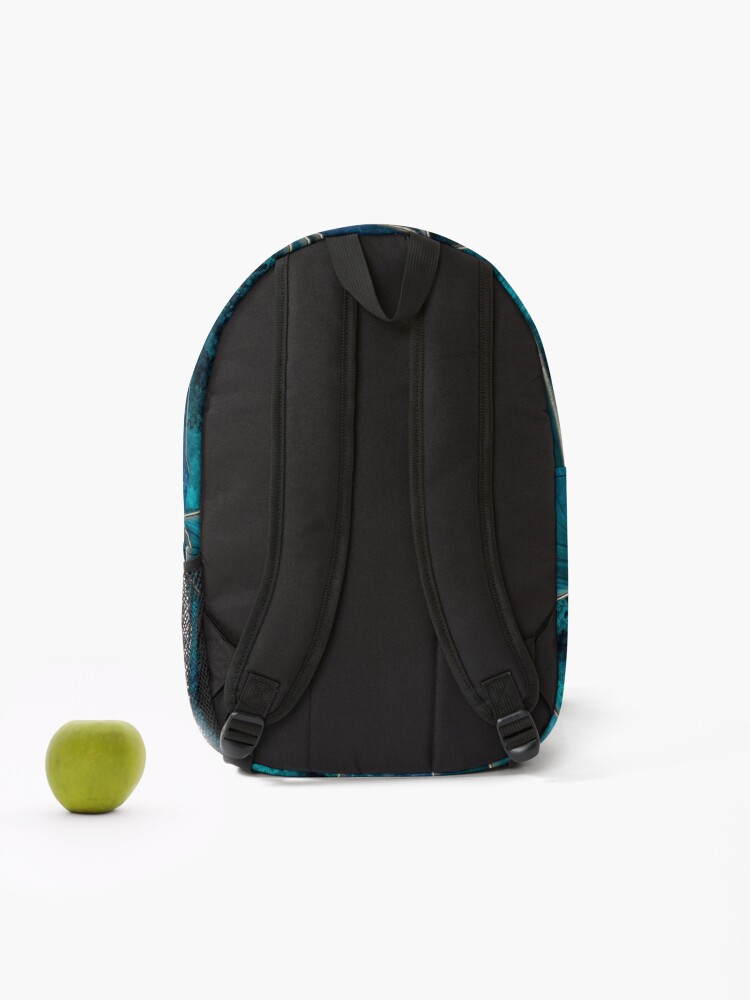 Alternate view of Stained Glass Style Gemstone Marble Blue Green Backpack