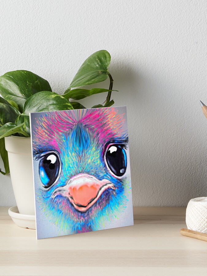 Cute animal babies turquoise Blue Emu ostrich baby bird Art Board Print  for Sale by Julieford