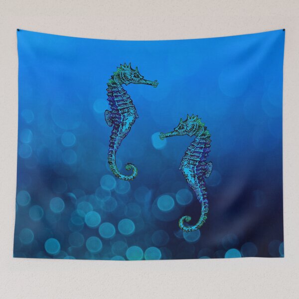 Item preview, Sea Horse Couple In Deep Blue Water designed and sold by artsandsoul.