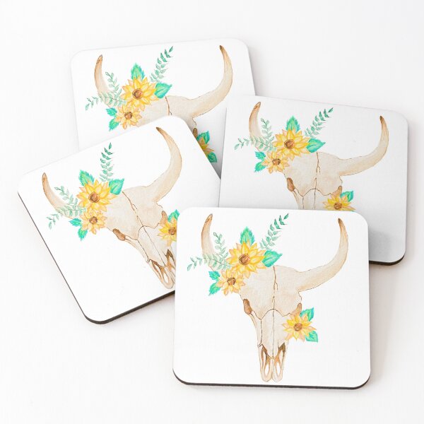 Item preview, Sunflower Bull Skull (White) designed and sold by ErinGArt.