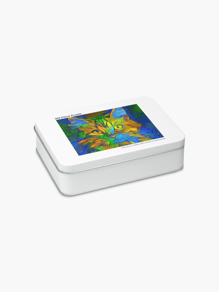Thumbnail 2 of 3, Jigsaw Puzzle, Abstractions of abstract abstraction of cat designed and sold by blackhalt.