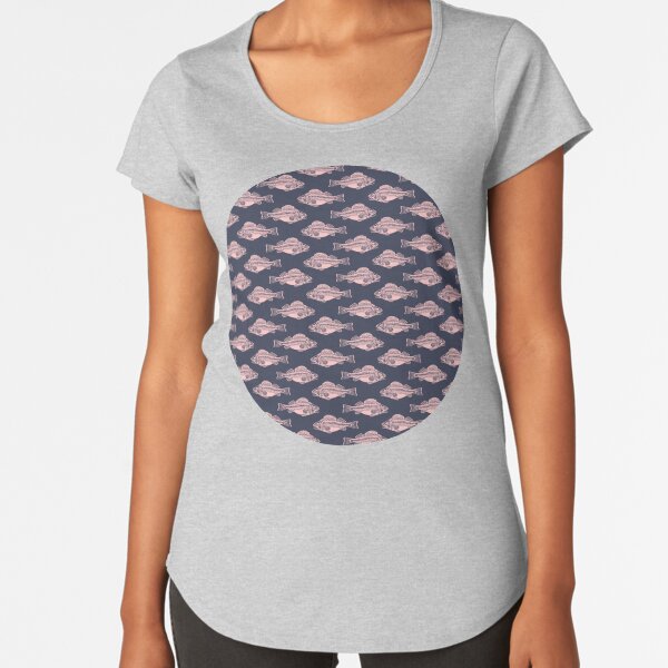 Pink Fish Skeleton Pattern Premium Scoop T-Shirt
