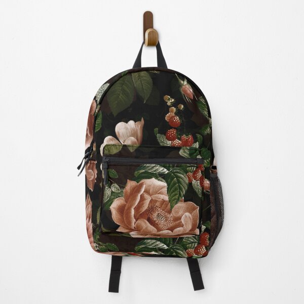 Item preview, Black Sepia Vintage Pattern With Roses And Raspberries Botanical Night Garden Nightgarden designed and sold by UtArt.