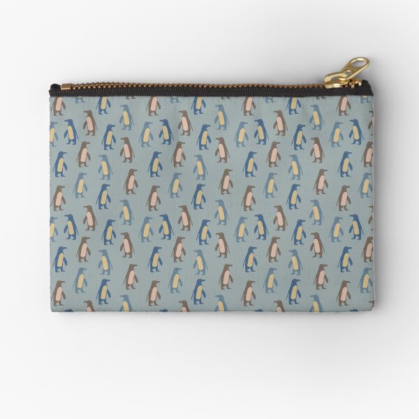 Penguins in teal Zipper Pouch