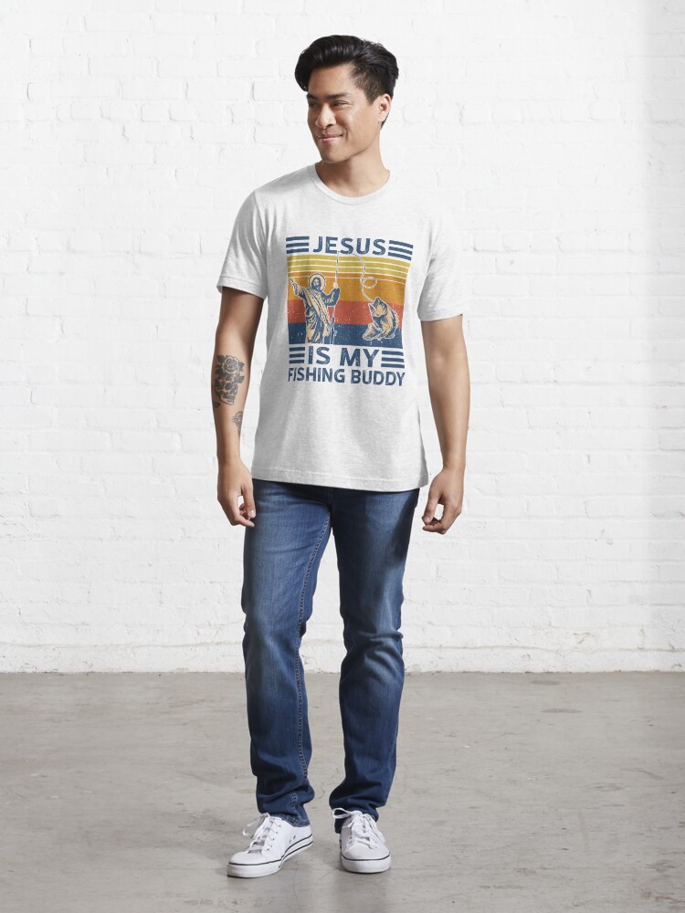 Hooked On Jesus Fishing Christian Religious God Fisherman V-Neck T-Shirt :  : Fashion