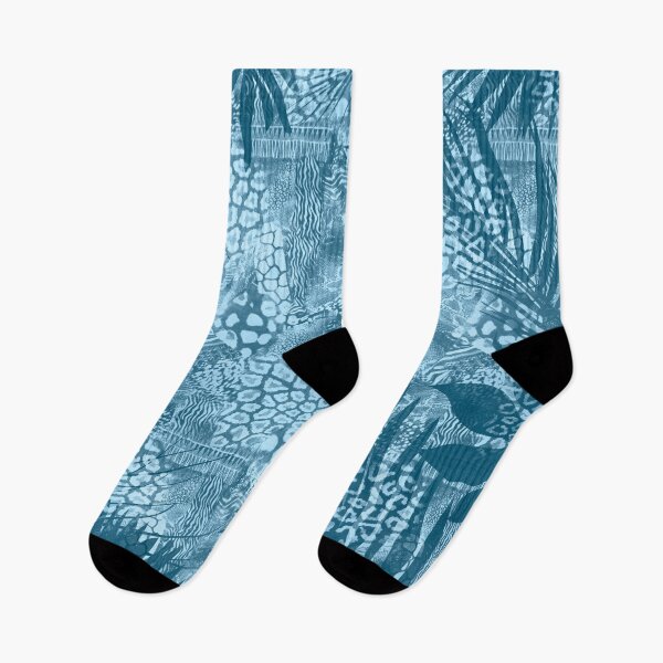 Item preview, Blue Tropical Palm Leaf Pattern designed and sold by artsandsoul.