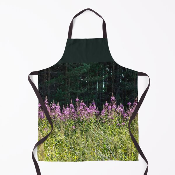 Item preview, Sunlit Chamaenerion angustifolium flowers against dark shadowed forest designed and sold by lena-maximova.